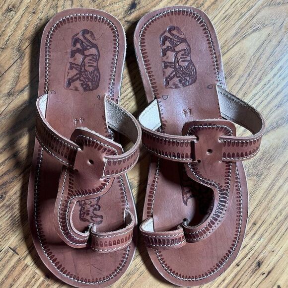 Handmade Man’s African Genuine LeatherFlip Flop Slippers Sz 11 New - Picture 6 of 6